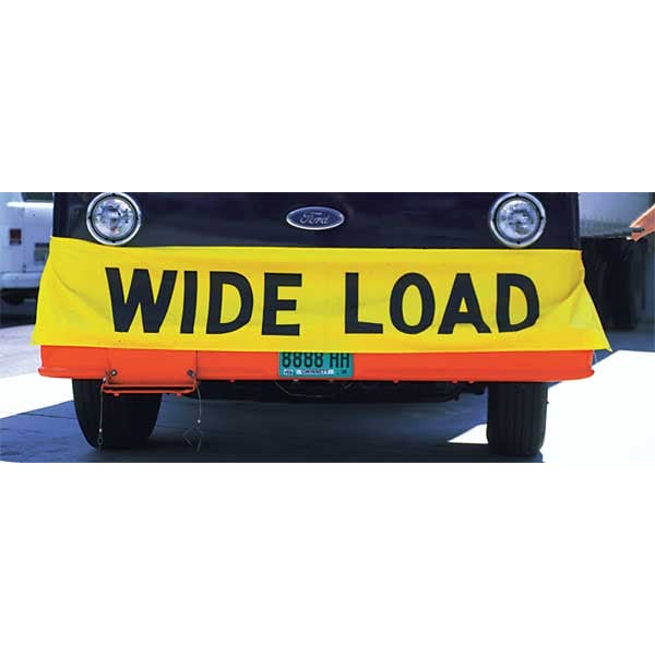 Wide Load Banner, Vinyl, 18 in Height, Black/Yellow