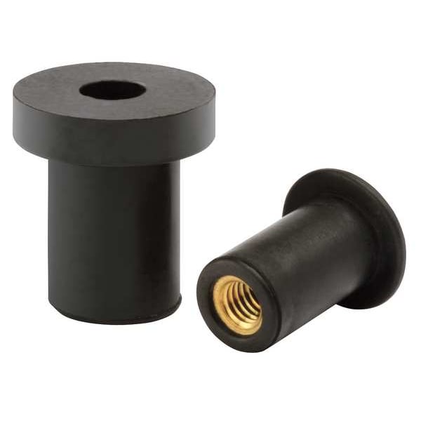 Rivet Nut, #10-32 Thrd Sz, 0.554 in L, Rubber, Protective Powder, 25 PK