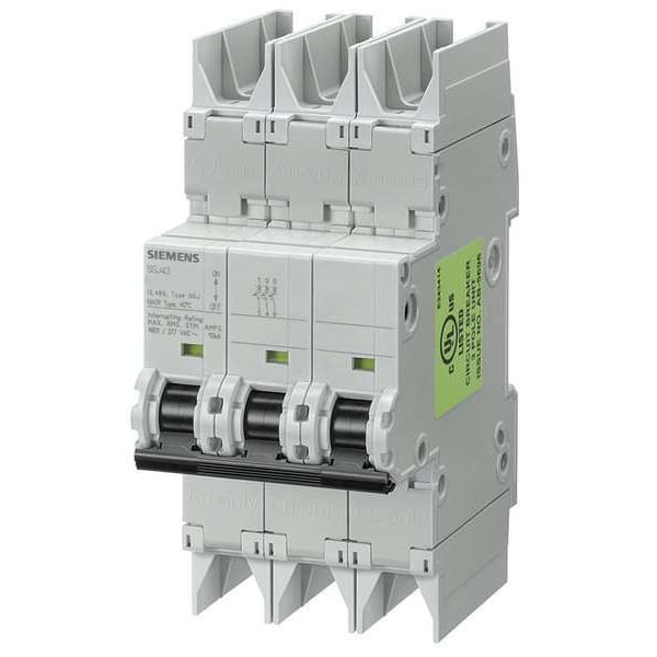 Miniature Circuit Breaker, 5SJ4 Series, 0.3A, 3 Pole, 277/480V AC, 10kA, D Curve