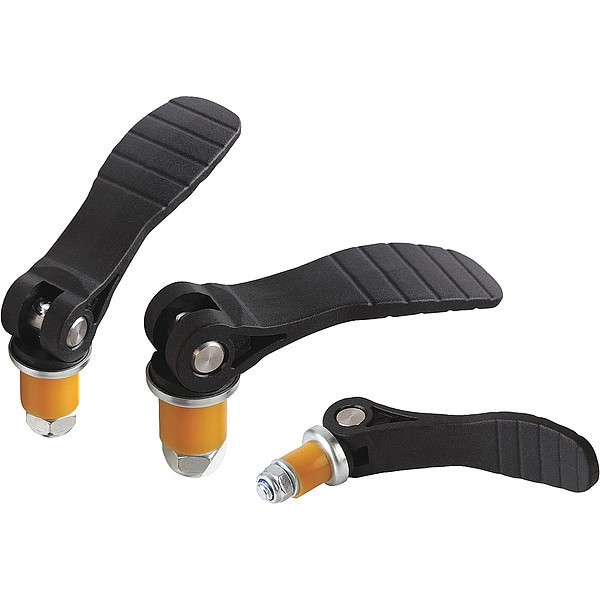 Cam Lever, Elastomer Expansion, Sz. 1, Dia. 12 mm, Handle 71, 5 mm, Polyamide Black, Stainless Steel