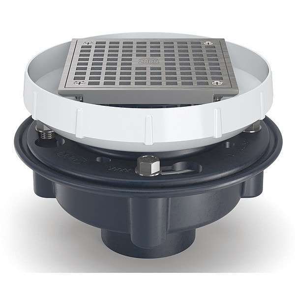 Round Round Floor Drain, ABS, Stainless Steel, 2" - 3", Solvent-Weld