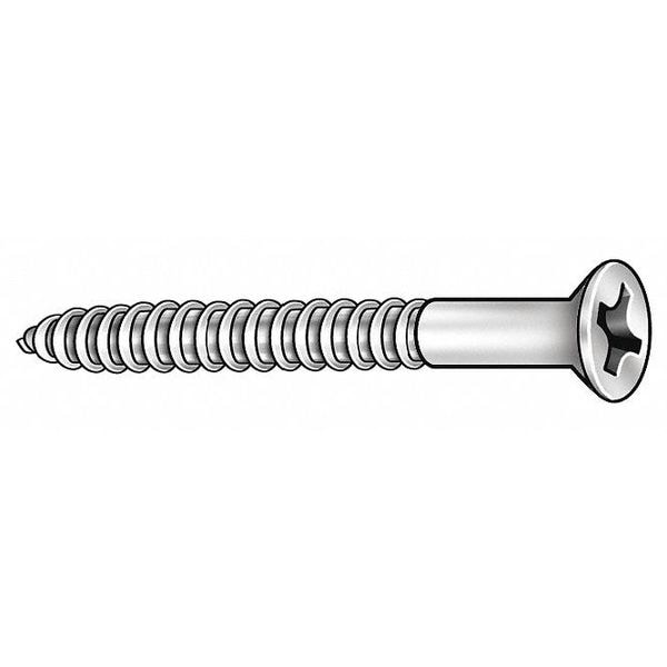 Wood Screw, #14, 2 in, Zinc Yellow Steel Flat Head Phillips Drive, 100 PK
