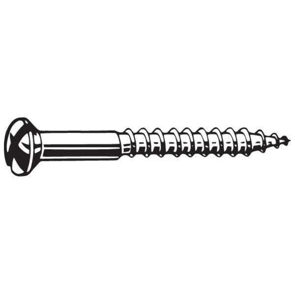 Wood Screw, #12, 1-3/4 in, Plain Brass Oval Head Slotted Drive, 100 PK