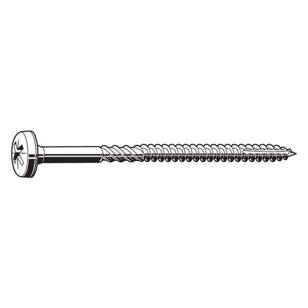 Wood Screw, #10, 1-1/4 in, Zinc Plated Steel Pan Head Phillips Drive, 1800 PK