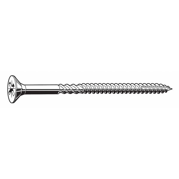 Wood Screw, No. 12, 3 in, Zinc Plated Steel Flat Head Phillips Drive, 200 PK