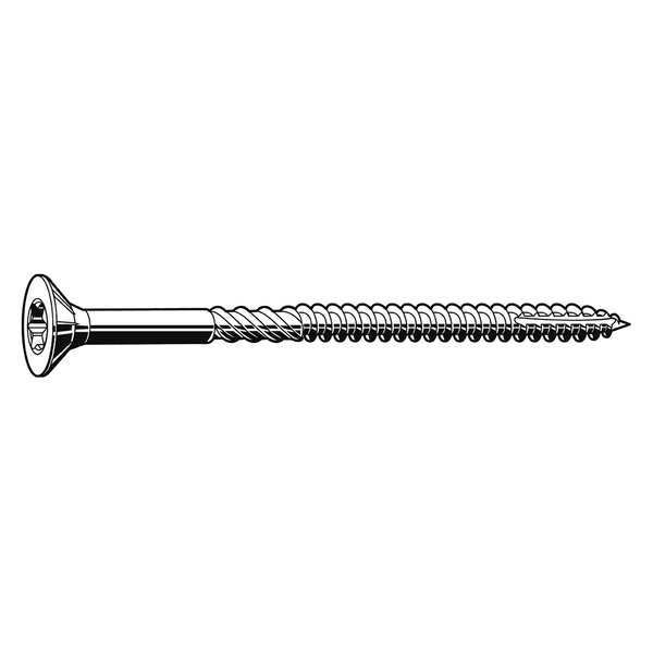 Wood Screw, #10, 3-1/2 in, Plain Stainless Steel Flat Head Torx Drive, 200 PK
