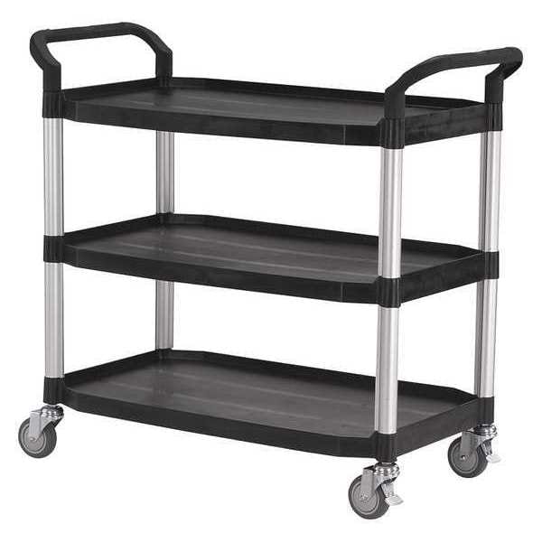 Utility Cart with Deep Lipped Plastic Shelves, Polypropylene/Fiber Glass (Shelf)/Aluminum (Leg)