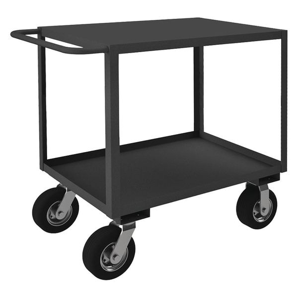 Utility Cart with Lipped & Flush Metal Shelves, Steel, 1,200 lb Load Capacity, 2 Shelves, 56 in H