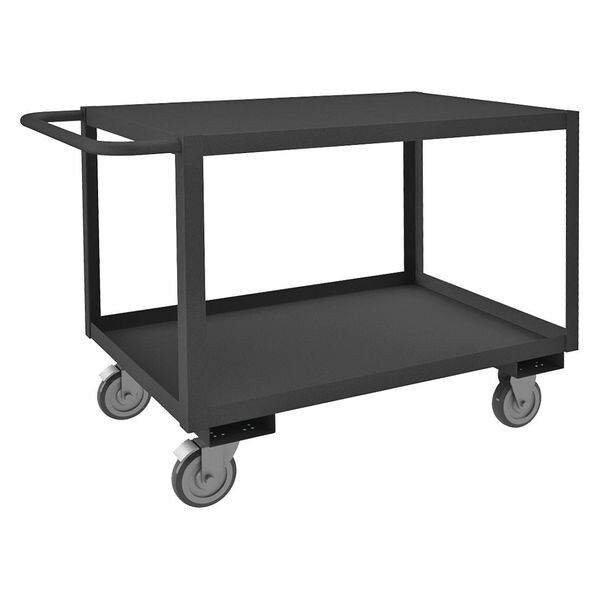 Utility Cart with Lipped & Flush Metal Shelves, Steel, 1,200 lb Load Capacity, 2 Shelves, 30 in H