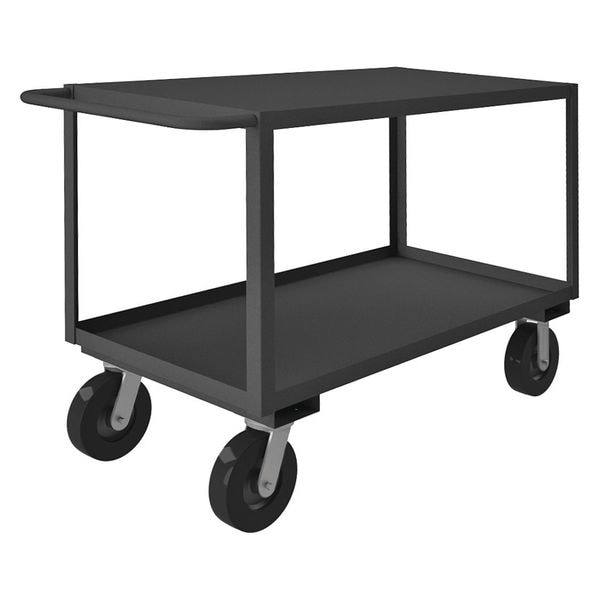 Utility Cart with Lipped & Flush Metal Shelves, Steel, 3,000 lb Load Capacity, 2 Shelves, 45 in H