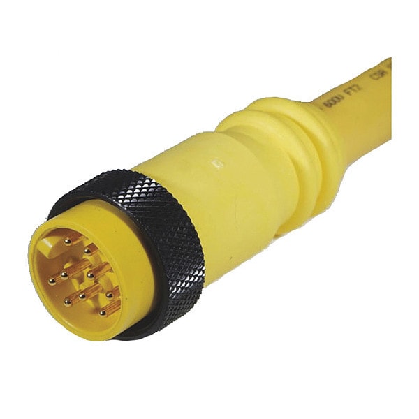 Cordset, Mini, PVC, Male, 9 Pole, 12 ft.