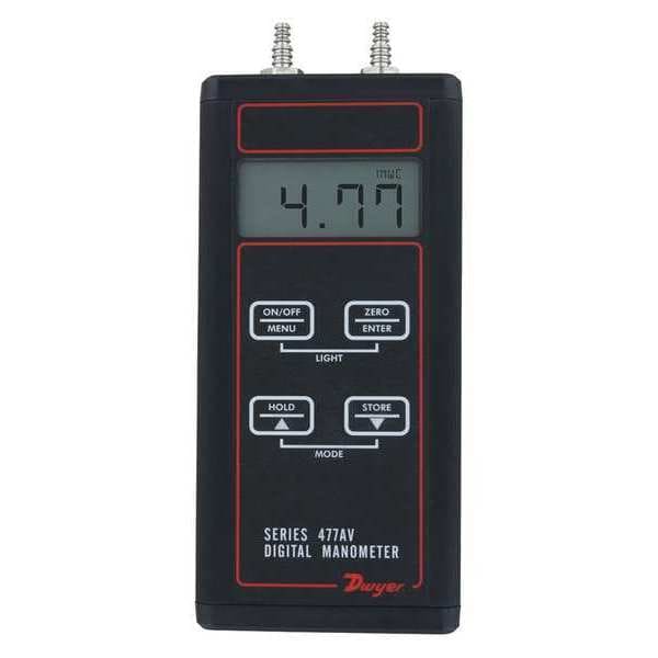 Digital manometer, range 0-150.00 psi, air velocity/flow modes.