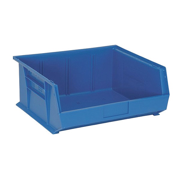 Hang & Stack Storage Bin, Polypropylene, Blue, 7 in H, 16-1/2 in W, 14-3/4 in L, 2 PK