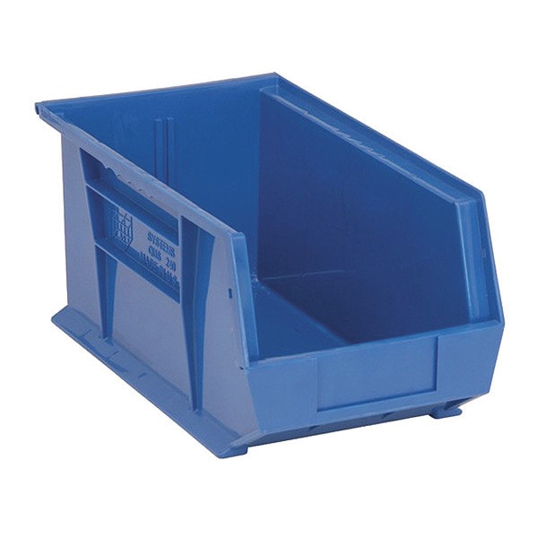 Hang & Stack Storage Bin, Polypropylene, Blue, 7 in H, 8-1/4 in W, 14-3/4 in L, 3 PK
