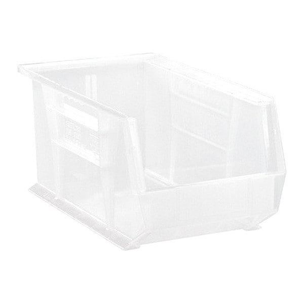 Hang & Stack Storage Bin, Polypropylene, Clear, 7 in H, 8-1/4 in W, 14-3/4 in L, 3 PK