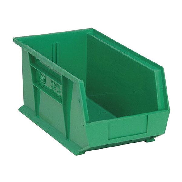 Hang & Stack Storage Bin, Polypropylene, Green, 7 in H, 8-1/4 in W, 14-3/4 in L, 3 PK