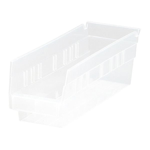 Shelf Storage Bin, Polypropylene, Clear, 4 in H, 4-1/8 in W, 11-5/8 in L, 10 PK