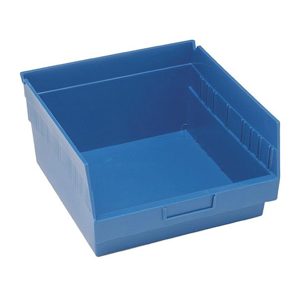 Shelf Storage Bin, Polypropylene, Blue, 6 in H, 11-1/8 in W, 11-5/8 in L, 4 PK