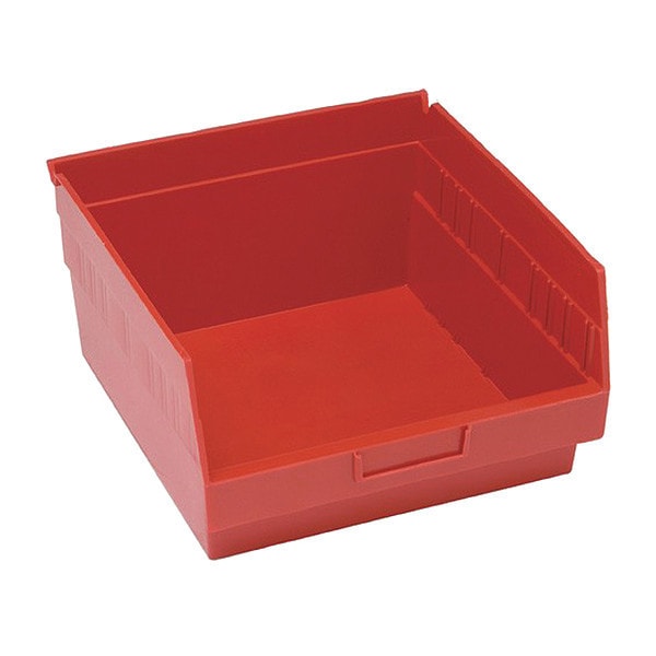 Shelf Storage Bin, Polypropylene, Red, 6 in H, 11-1/8 in W, 11-5/8 in L, 4 PK
