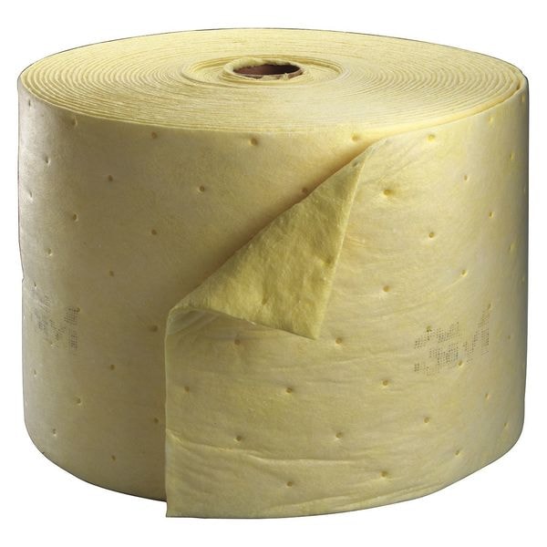 Sorbent Roll, 31 gal, 15 1/4 in x 150 ft, Oil, Yellow, Polyester, Polypropylene