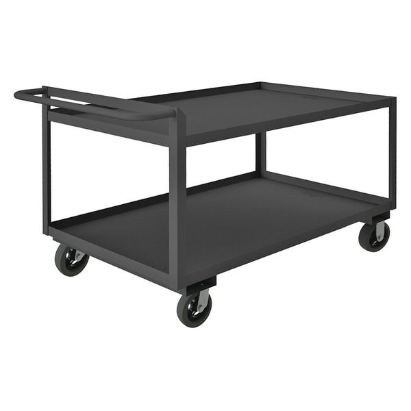 Utility Cart with Lipped Metal Shelves, Steel, 2,000 lb Load Capacity, 2 Shelves, 39 in L