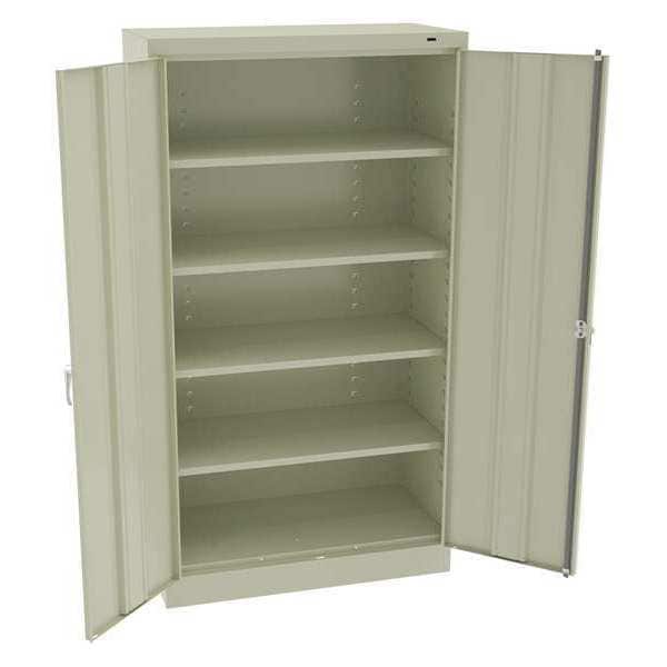 Shelving Storage Cabinet, 66 in H, 36 in W, 18 in D, Swing, Keyed, Champagne/Putty, 4 Shelves