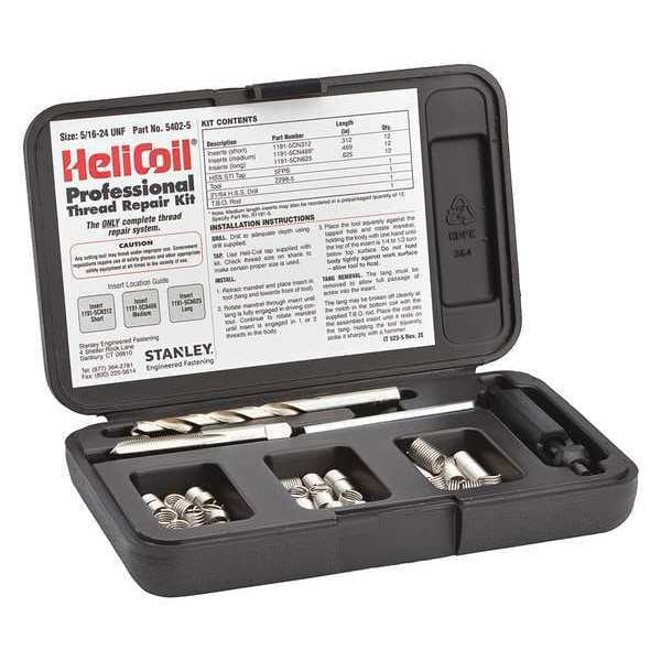 Free-Running Helical Insert Repair Kit, Helical Inserts, 5/16"-24, Plain 18-8 Stainless Steel