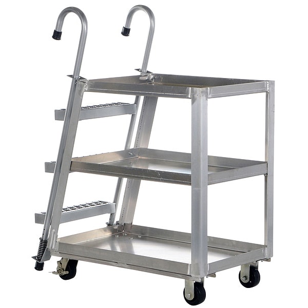 Aluminum Stock Picking Ladder Cart 1000 lb. Capacity, 40"L x 21-7/8"W x 50-3/16"H