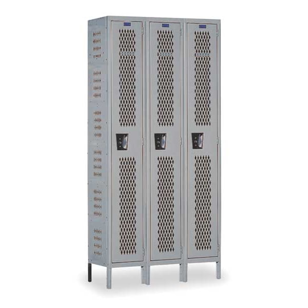 Wardrobe Locker, 45 in W, 18 in D, 78 in H, (1) Tier, (3) Wide, Dark Gray