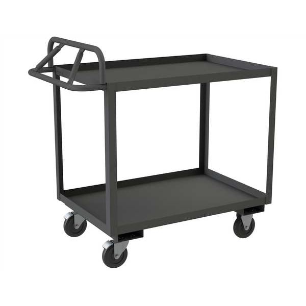 Utility Cart with Lipped Metal Shelves, Steel, 1,400 lb Load Capacity, 2 Shelves, 42 in L, 35 in H
