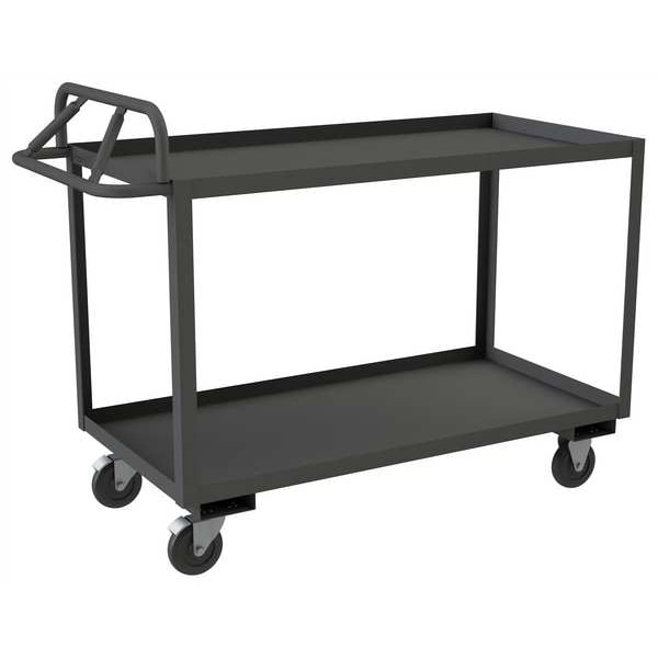 Utility Cart with Lipped Metal Shelves, Steel, 1,400 lb Load Capacity, 2 Shelves, 52 in L, 35 in H