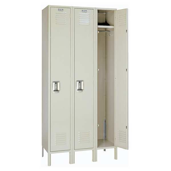 Wardrobe Locker, 54 in W, 18 in D, 78 in H, (1) Tier, (3) Wide, Putty
