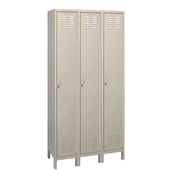 Wardrobe Locker, 36 in W, 15 in D, 78 in H, (1) Tier, (3) Wide, Tan