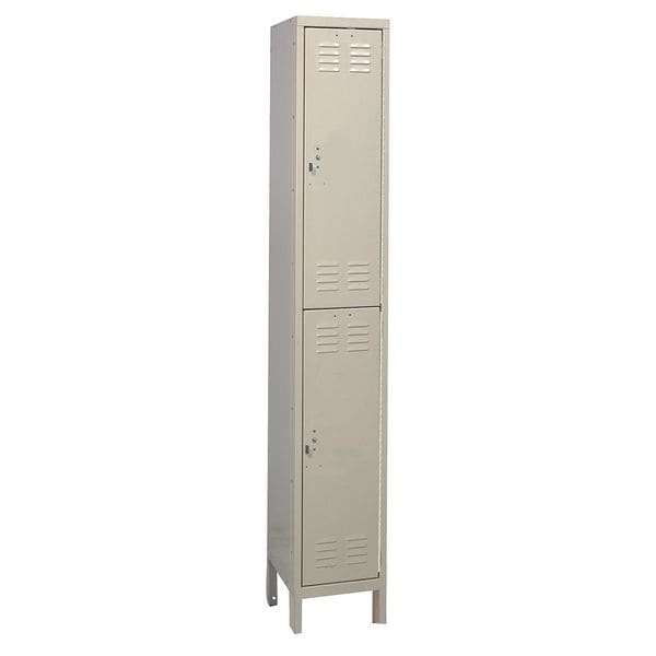 Wardrobe Locker, 12 in W, 15 in D, 78 in H, (1) Wide, (2) Tier, Tan