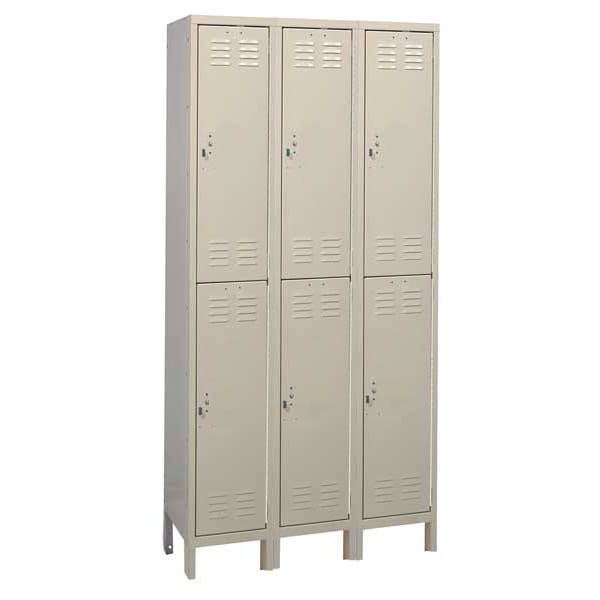 Wardrobe Locker, 36 in W, 15 in D, 78 in H, (2) Tier, (3) Wide, Tan