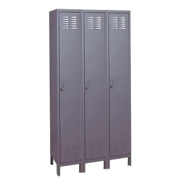 Wardrobe Locker, 36 in W, 15 in D, 78 in H, (1) Tier, (3) Wide, Dark Gray