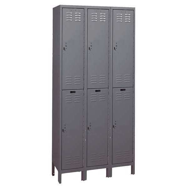 Wardrobe Locker, 36 in W, 15 in D, 78 in H, (2) Tier, (3) Wide, Dark Gray