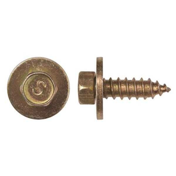 Sheet Metal Screw, M5.50 x 18 mm, Zinc Yellow Steel Flange Hex Head External Hex Drive, 50 PK