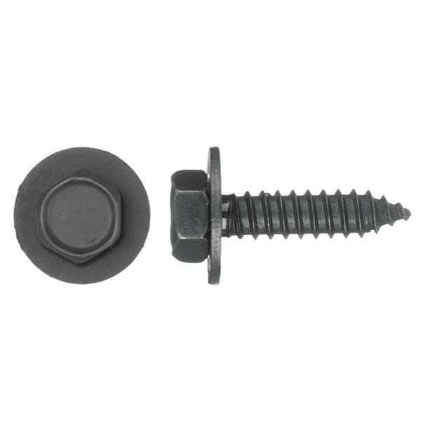 Sheet Metal Screw, M6.30 x 25 mm, Black Phosphate Steel Flange Hex Head External Hex Drive, 50 PK