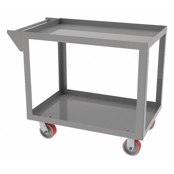 Utility Cart with Lipped Metal Shelves, Steel, 1,500 lb Load Capacity, 2 Shelves, 36 in L, 36 in H