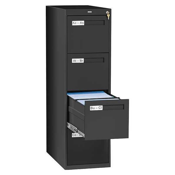 14-15/16" W 4 Drawer Black, Letter