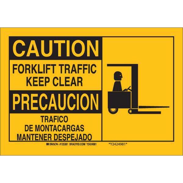 Safety Sign, 10" H, 14" W, Aluminum, Rectangle, English, Spanish, 125382