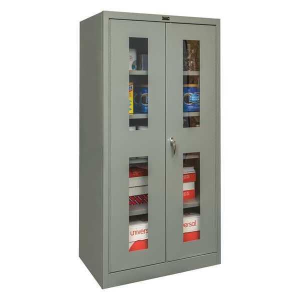 Shelving Storage Cabinet, 72 in H, 36 in W, 18 in D, Swing, Keyed, Dark Gray, 4 Shelves, 0 Drawers