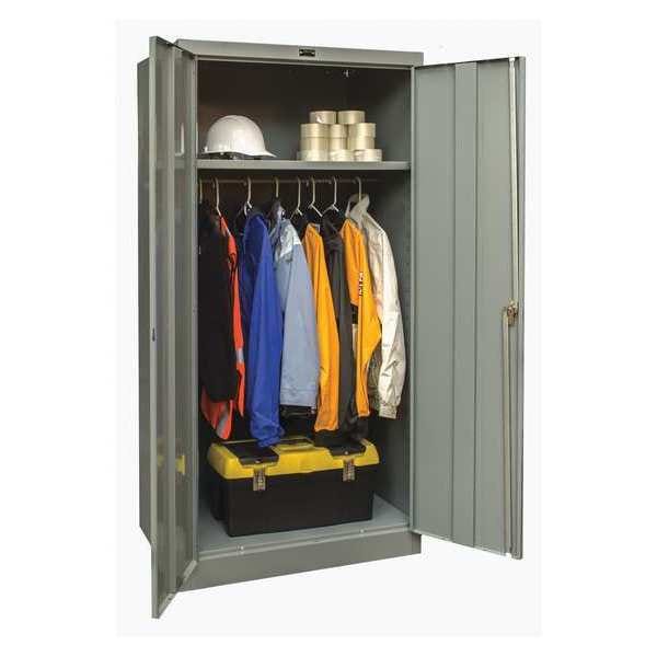 Wardrobe Storage Cabinet, 72 in H, 36 in W, 18 in D, Swing, Keyed, Dark Gray, 1 Shelves, 0 Drawers