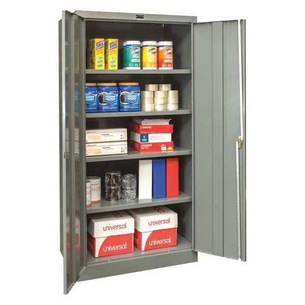 Shelving Storage Cabinet, 78 in H, 36 in W, 18 in D, Swing, Keyed, Dark Gray, 4 Shelves, 0 Drawers