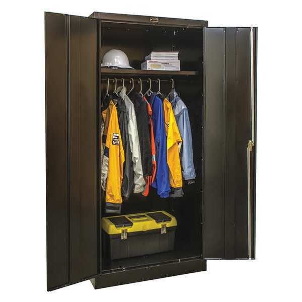 Wardrobe Storage Cabinet, 78 in H, 36 in W, 24 in D, Swing, Keyed, Black, 1 Shelves, 0 Drawers