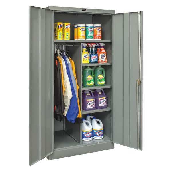 Combo Wardrobe Storage Cabinet, 78 in H, 36 in W, 18 in D, Swing, Keyed, Dark Gray, 4 Shelves