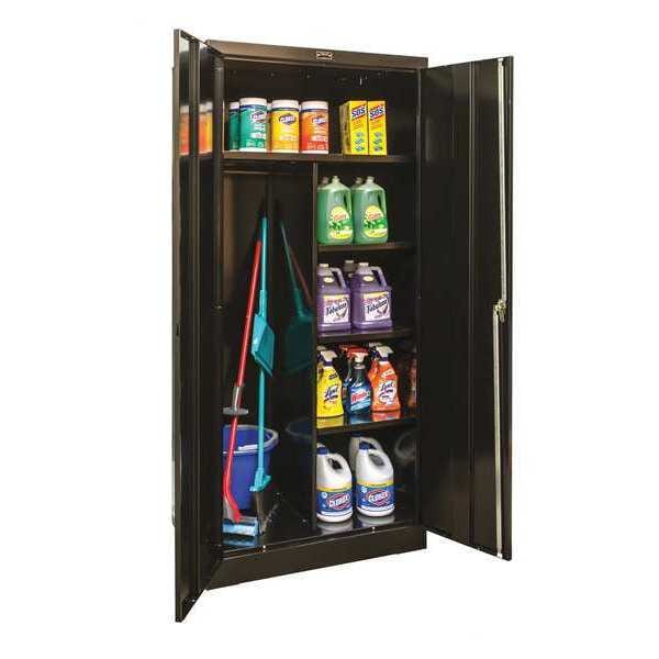 Combo Wardrobe Storage Cabinet, 78 in H, 36 in W, 18 in D, Swing, Keyed, Black, 4 Shelves, 0 Drawers