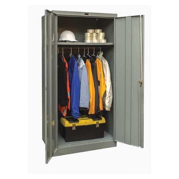 Wardrobe Storage Cabinet, 78 in H, 36 in W, 24 in D, Swing, Keyed, Dark Gray, 1 Shelves, 0 Drawers