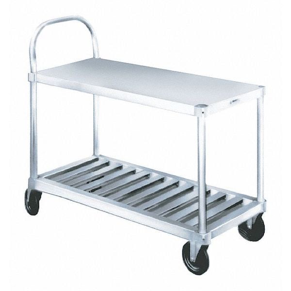 Utility Cart, Aluminum, 600 lb Load Capacity, 2 Shelves, 47 in L, 19 in W, 47 1/2 in H, Flat Handle